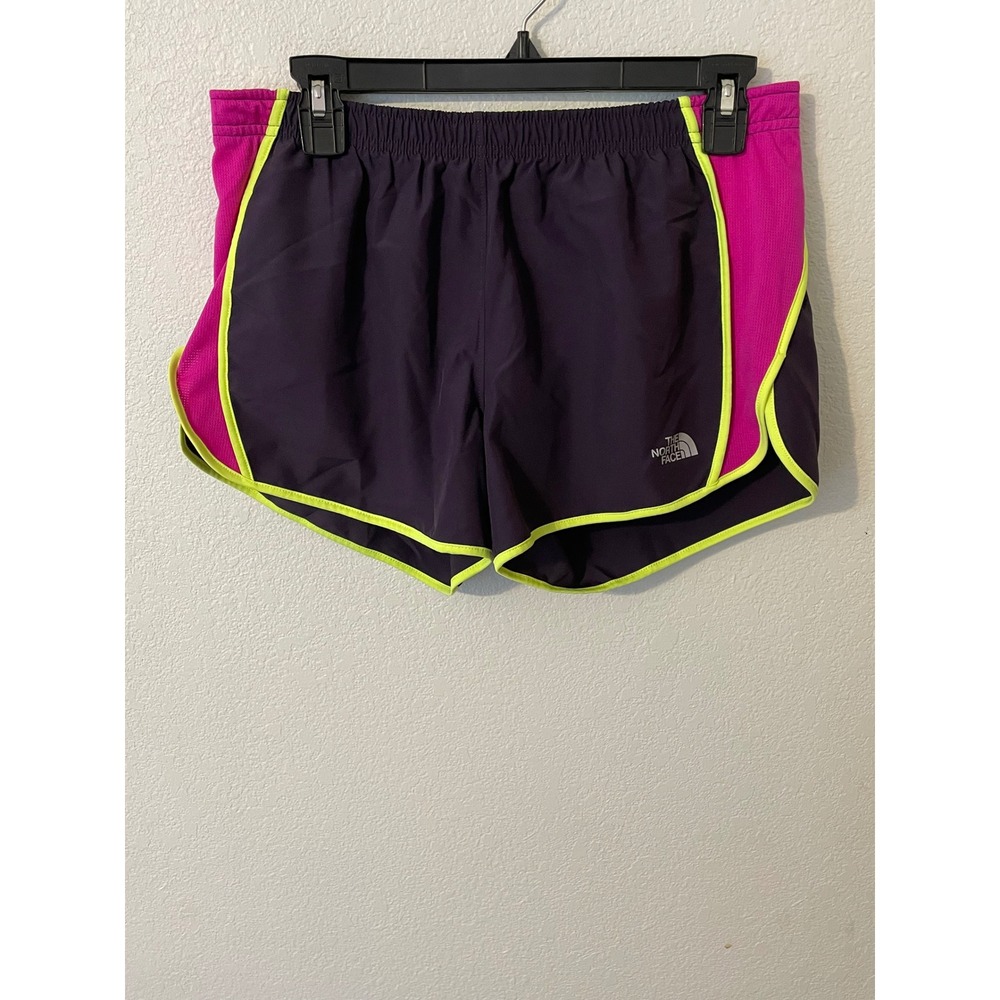 The North Face Womens Running Shorts Purple Pink Neon Yellow FlashDry M